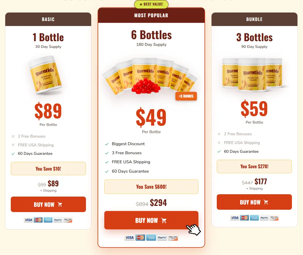 BurnTide Pricing Screenshot